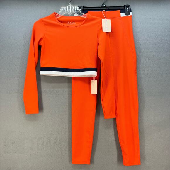Wilo Pants - NWT Wilo The Label Anthropologie Women's Top And Legging Set Size M Orange/Navy